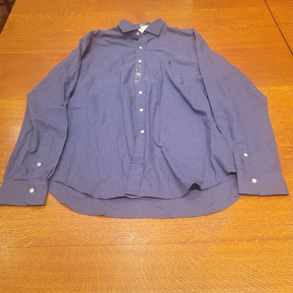 NWT Polo Ralph Lauren Men's 100% Cotton Navy Dress Shirt XXL Mother Of Pearl